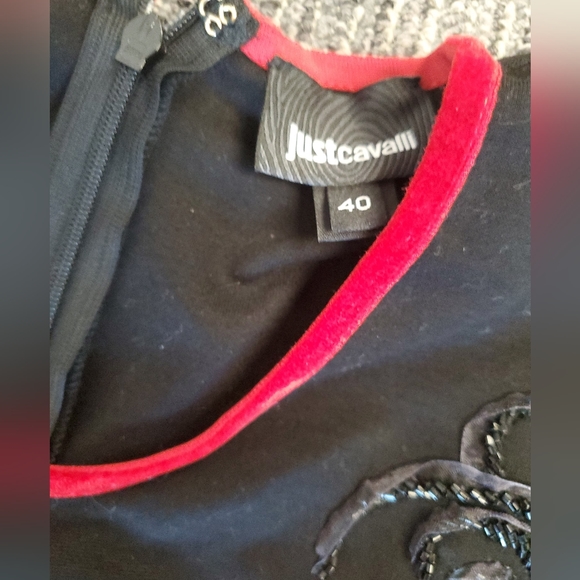 Just Cavalli Black Floral Embroidered Dress sz 40 - Picture 8 of 13